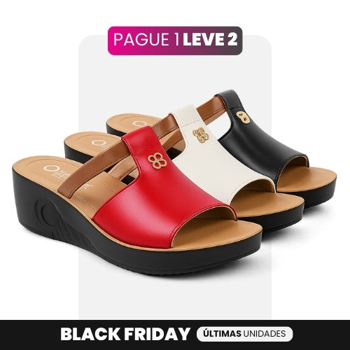 Sandália Ortopédica Anabela Salto Médio - Confort Plus